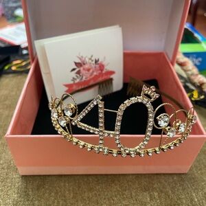 40 & Fabulous Crown, Lace Sash, Gloves